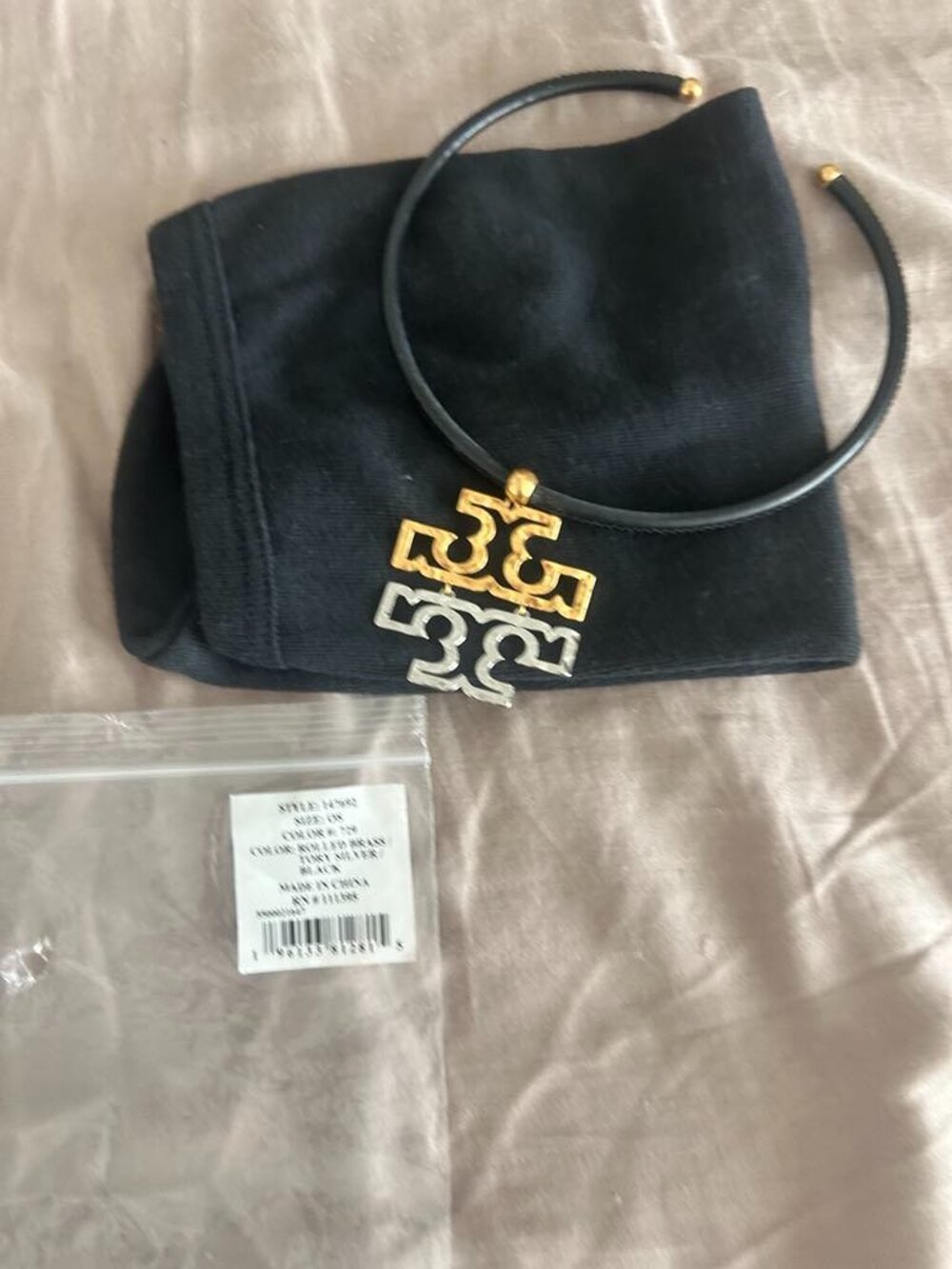 Tory Burch Brass Two-Tone Chocker Necklace